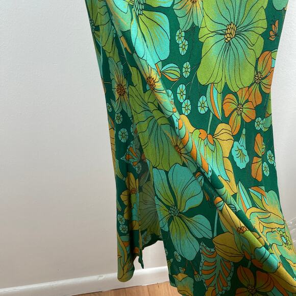 Nine Lives Bazaar Dress 6 Green Emerald Sarah Bias Midi Tropical Party Boho New - Picture 10 of 14